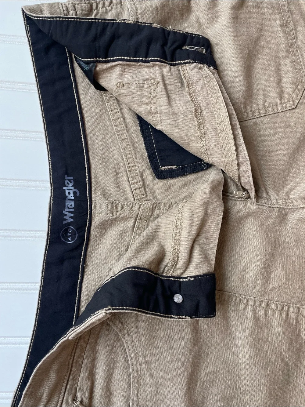 Wrangler All Terrain Gear Women’s Tan  Canvas Linen Outdoor Shorts Sz10 Military